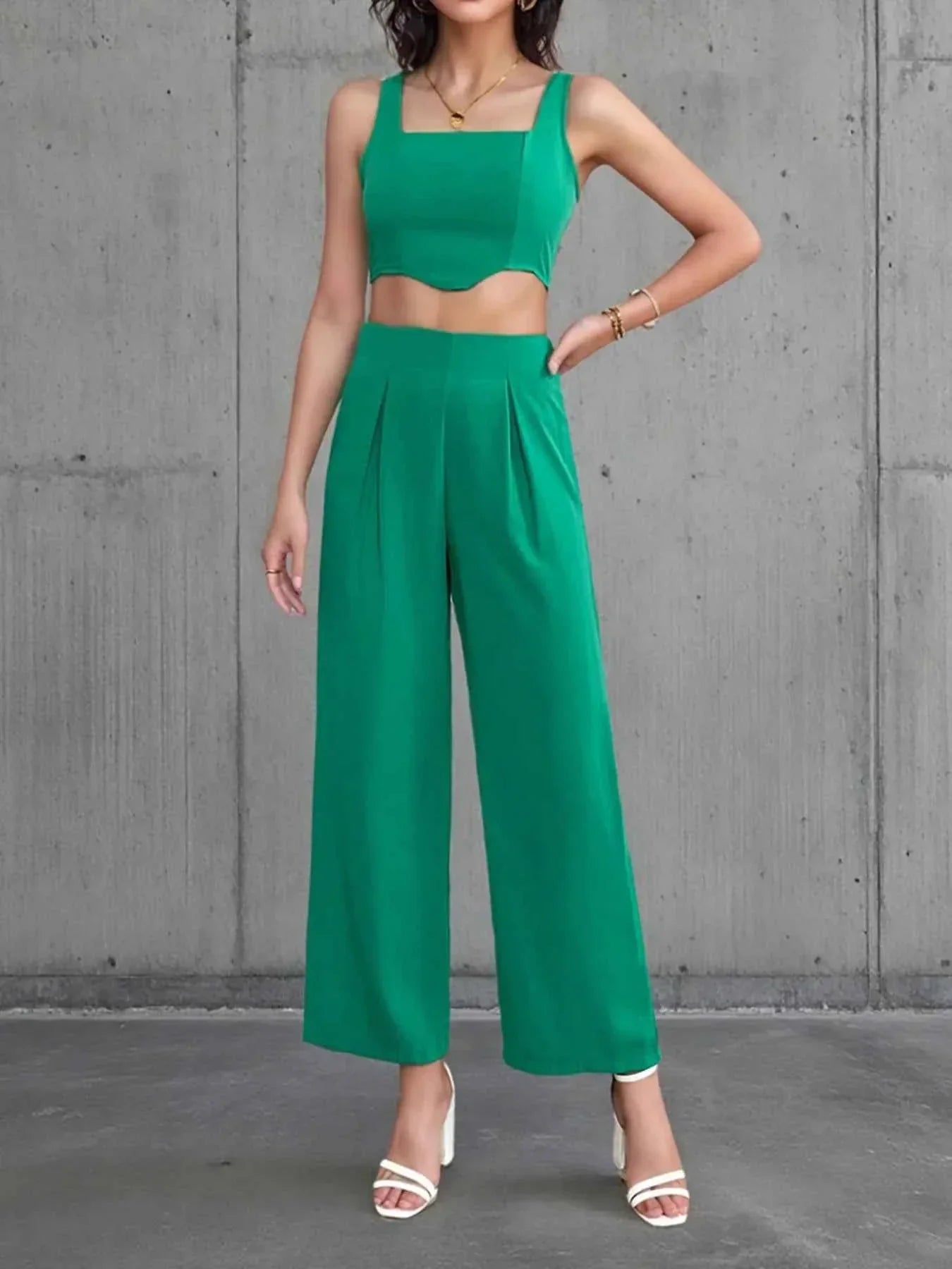 Square Neck Tank and Pants Set.