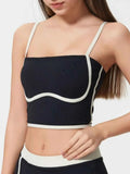 Millennia Contrast Trim Square Neck Active Cami with Detachable Pads.