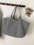 Classic Plaid Canvas Tote Bag.