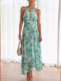 Printed Sleeveless Pleated Dress.