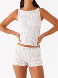 Ruched Texture Tank and Shorts Two-Piece Set - EBYNN