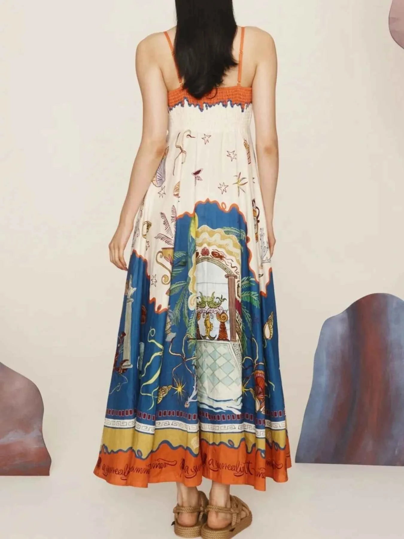 Printed Square Neck Maxi Cami Dress.