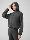 Millennia Zip Up Dropped Shoulder Active Hoodie.