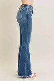 Judy Blue Plus Size Vintage Wash Flare Jeans with Destroy Hem.