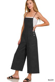 Zenana Woven Spaghetti Strap Overalls.