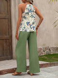 Printed Tank Top and Wide Leg Pants Set for Effortless Style - EBYNN