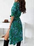 Printed Tie Waist Midi Dress.