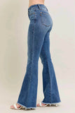 Judy Blue Plus Size Vintage Wash Flare Jeans with Destroy Hem.