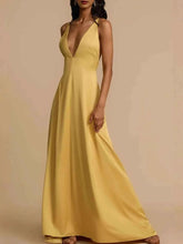 Backless Deep V-Neck Maxi Dress.