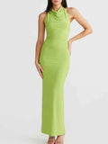 Backless Slit Sleeveless Bodycon Maxi Dress.