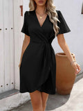 Surplice Flutter Sleeve Mini Dress.