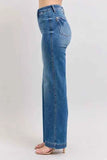 Judy Blue Plus Size High Waist Contrast Thread Straight Jeans.