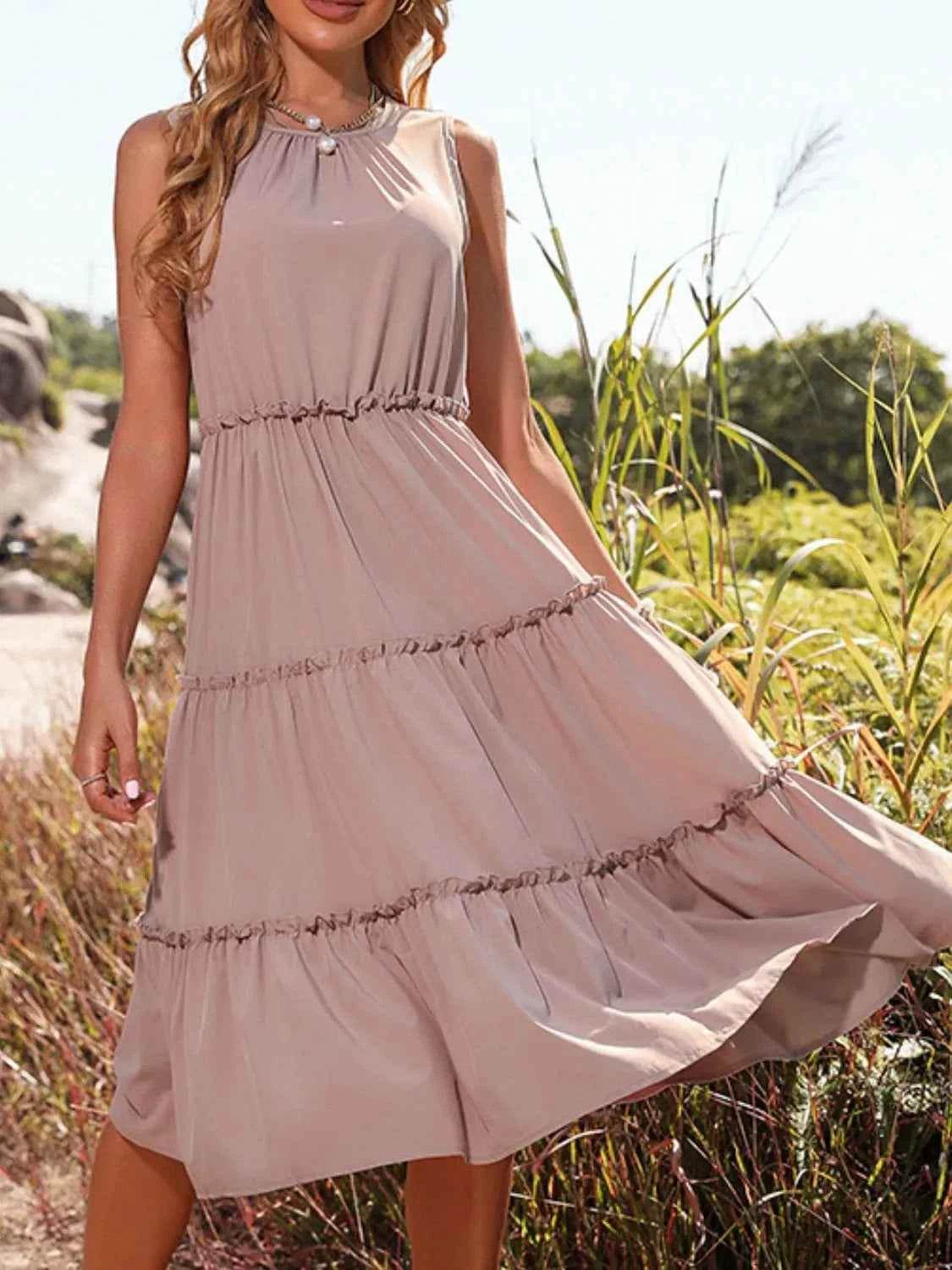 Frill Tiered Midi Dress.