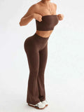Tube Top & High Waist Flare Pants Active Set.