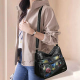 Large PU Leather Rose Pattern Shoulder Bag.