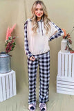 And The Why Drawstring Hooded Top & Plaid Pants Lounge Set.