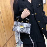 PU Leather Snakeskin Print Crossbody Bag.