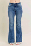 Judy Blue Plus Size Vintage Wash Flare Jeans with Destroy Hem.