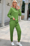 Round Neck Top and Drawstring Pants Lounge Set.