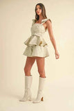 MABLE Floral Jacquard Peplum Top and Flare Shorts Set - EBYNN