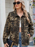 Leopard Print Oversized Denim Jacket.