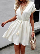 V-Neck Short Sleeve Mini Dress.