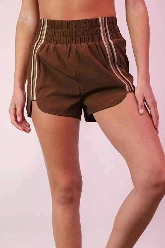 Striped Trim Detail Activewear Shorts.