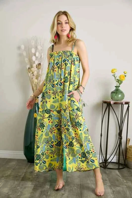 ADORA Elastic Detail Tropical Jumpsuit.