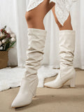 Point Toe Block Heels Boots.