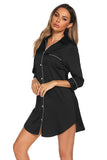 Button Up Collared Neck Night Dress with Pocket.