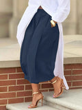 Plus Size Wide Leg Pleated Cropped Pants.