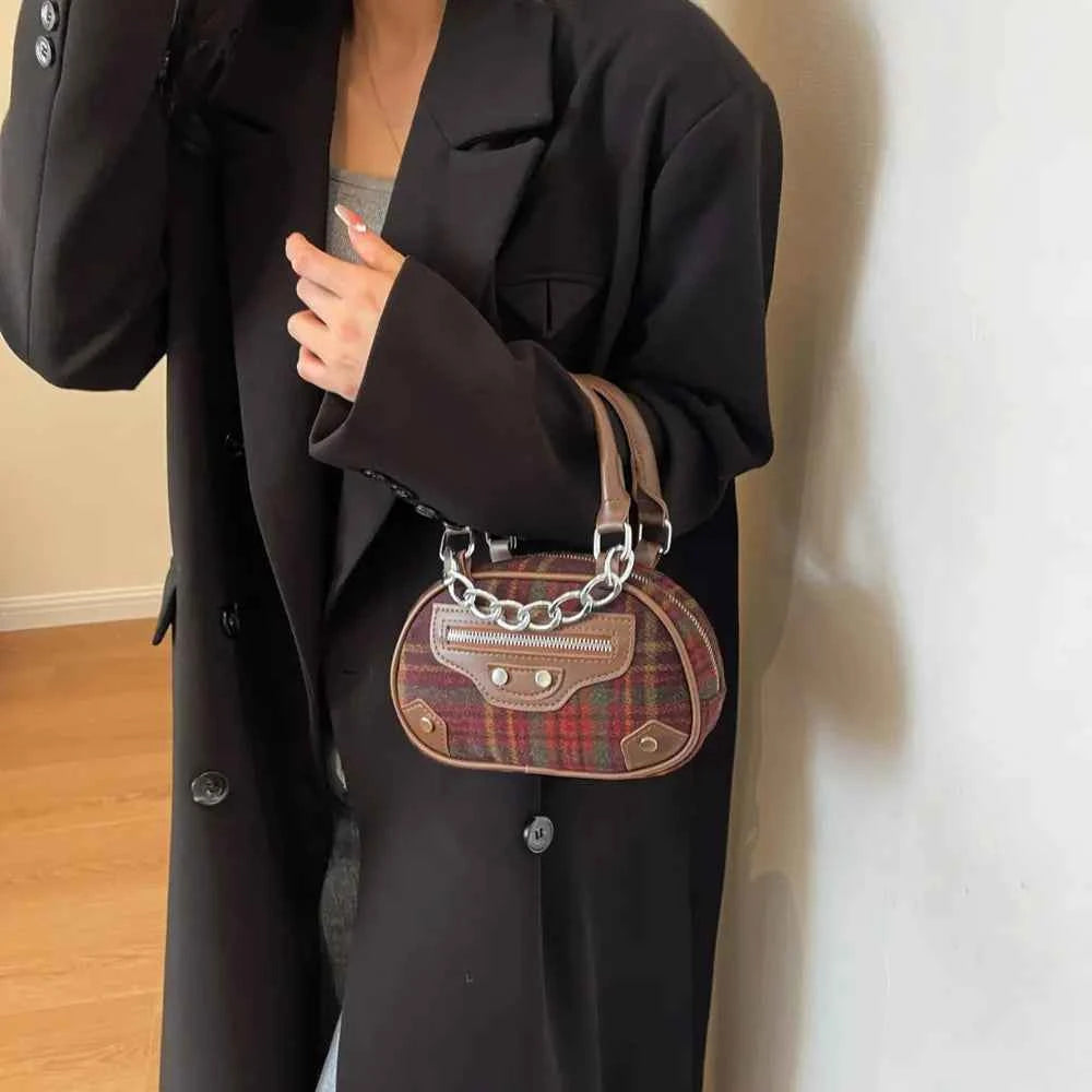 Plaid Print Crossbody Bag.