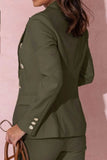 Plus Size Full Size Lapel Collar Blazer and Pants Set - EBYNN