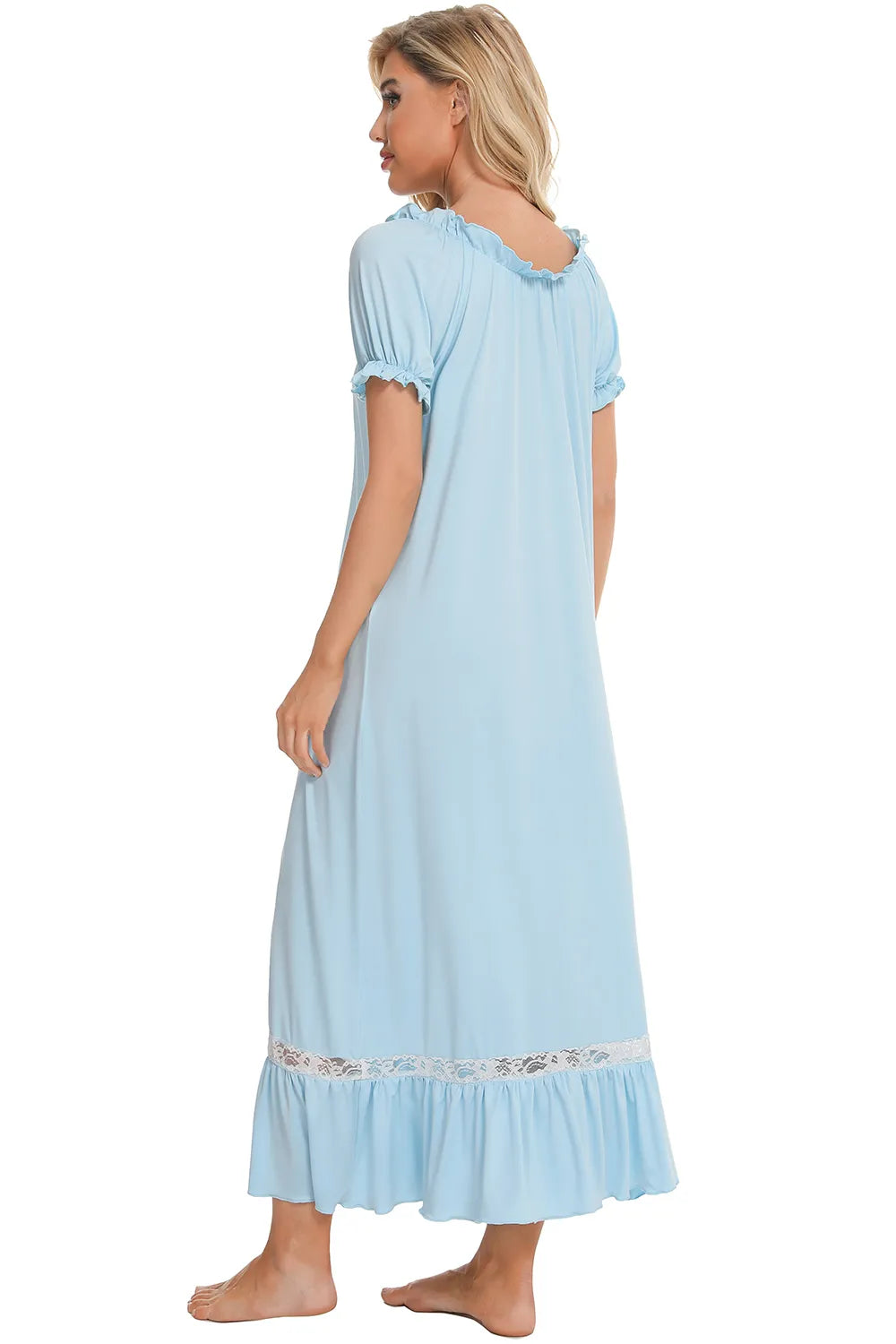 Lace Detail Short Sleeve Lounge Dress.