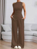 Asymmetrical Top and Pants Set for a Chic, Stylish Look - EBYNN