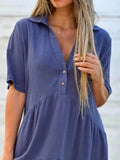 Plus Size Tiered Button-Front Short Sleeve Dress.