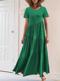 Round Neck Tiered Ruffle Maxi Dress.