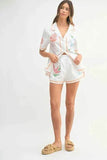 MABLE Embroidered Button Down Shirt and Shorts Set - EBYNN