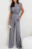 Stylish Round Neck Top and Pants Set - EBYNN