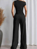 Asymmetrical Top and Pants Set for a Chic, Stylish Look - EBYNN