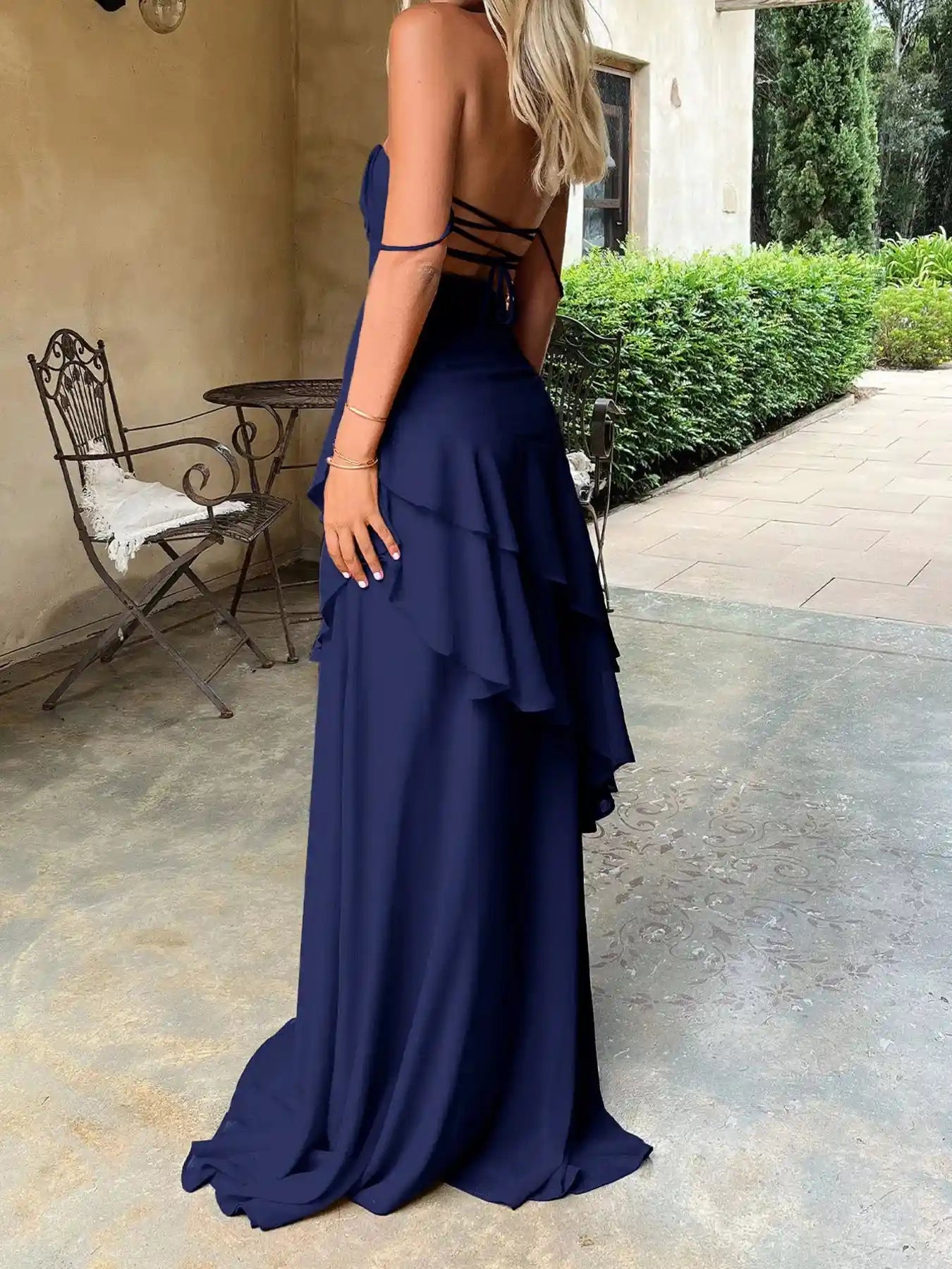 Sweetheart Neck Ruffled Maxi Cami Dress.