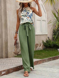 Printed Tank Top and Wide Leg Pants Set for Effortless Style - EBYNN