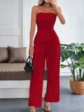 Peplum Tube Top and Pants Set.