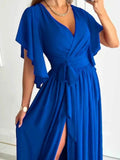 Flutter Sleeve Surplice Tie Waist Dress.