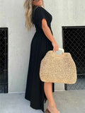 Plus Size Deep V-Neck Maxi Dress with Side Slit.