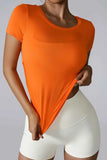 Cutout Round Neck Short Sleeve Active T-Shirt.