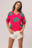 BiBi Pearl Beads Flowers Sweater Top.