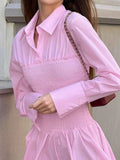 Smocked Long Sleeve Shirt Dress.