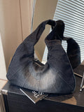 Crescent Shaped Denim Shoulder Bag.