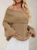 Fold-Over Collar Long Sleeve Sweater.